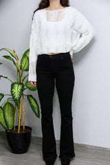Zwarte Flared Broek