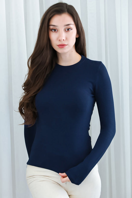 Kadın Bisiklet Yaka Bluz  Lacivert