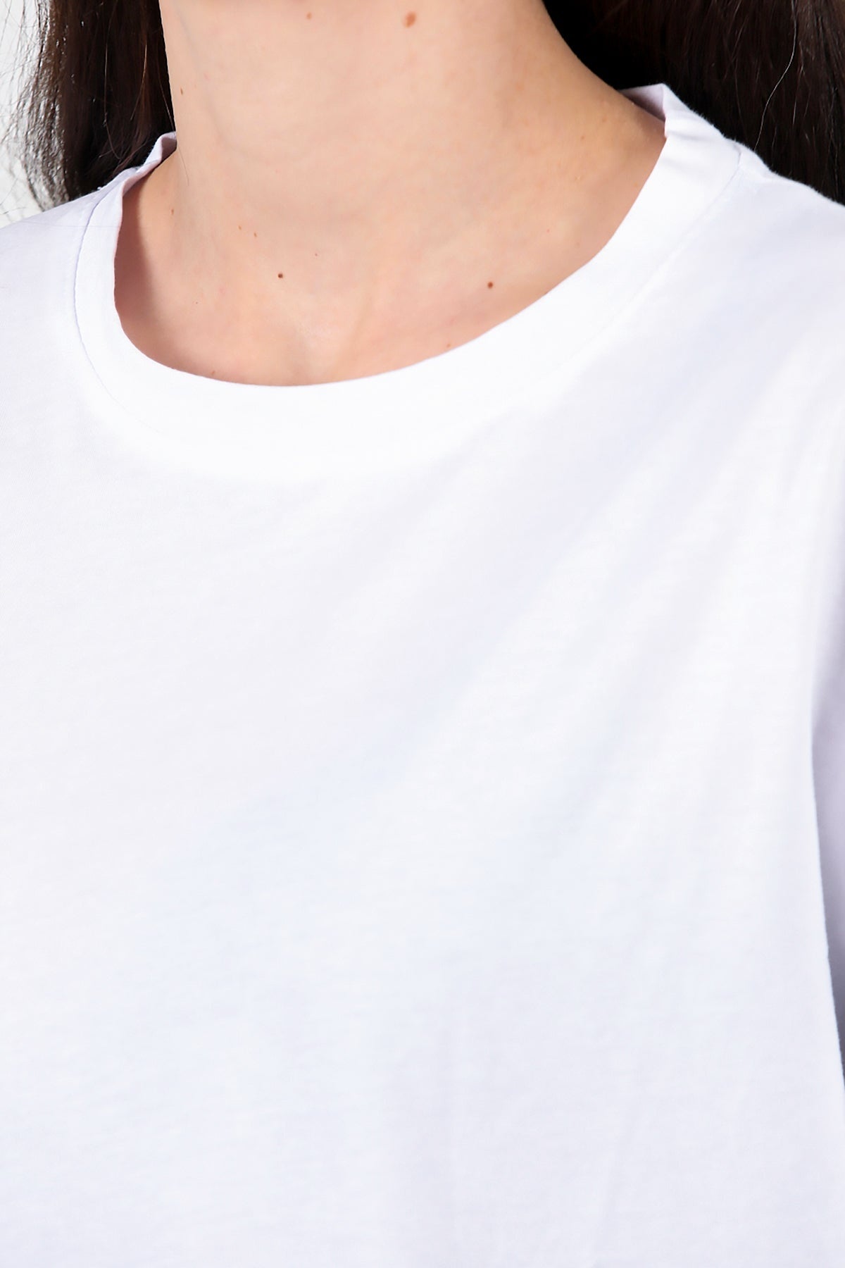 Oversized T - Shirt Met Ronde Hals En Zijsplitsing – Off - White