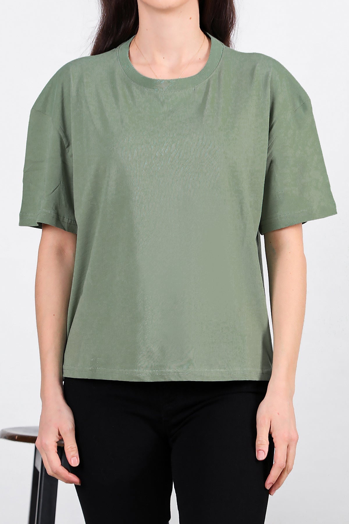 Oversized T - Shirt Met Zijsplit, Ronde Hals — Mint
