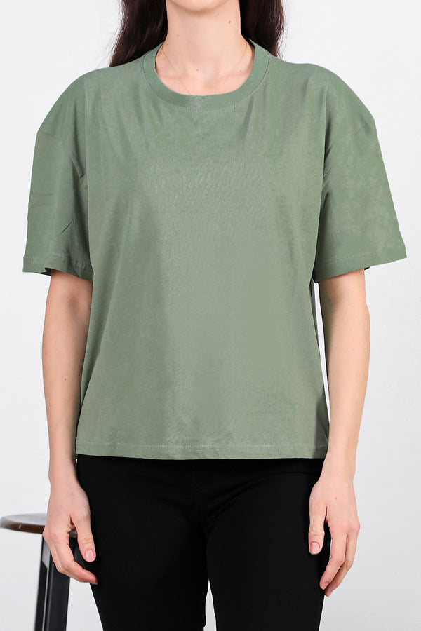 Oversized T - Shirt Met Zijsplit, Ronde Hals — Mint