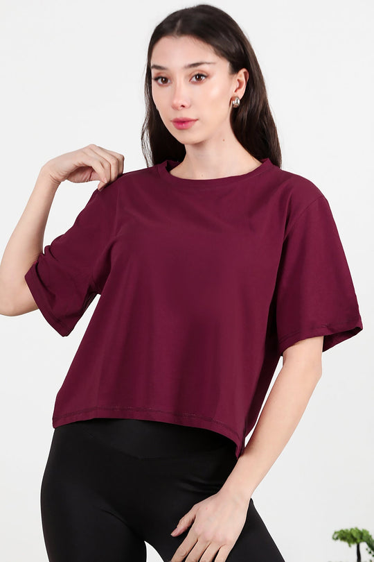 T - Shirt Met Ronde Hals — Bordeaux