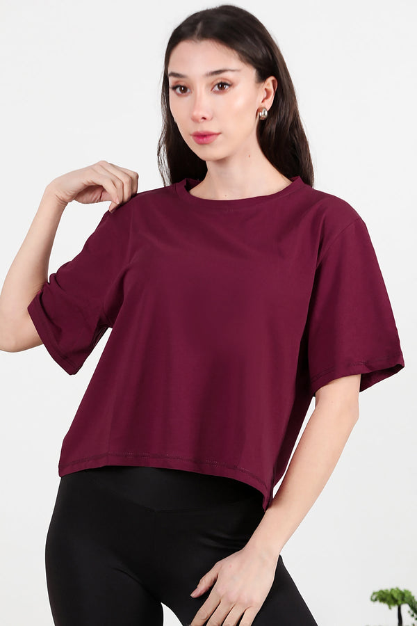 T - Shirt Met Ronde Hals — Bordeaux
