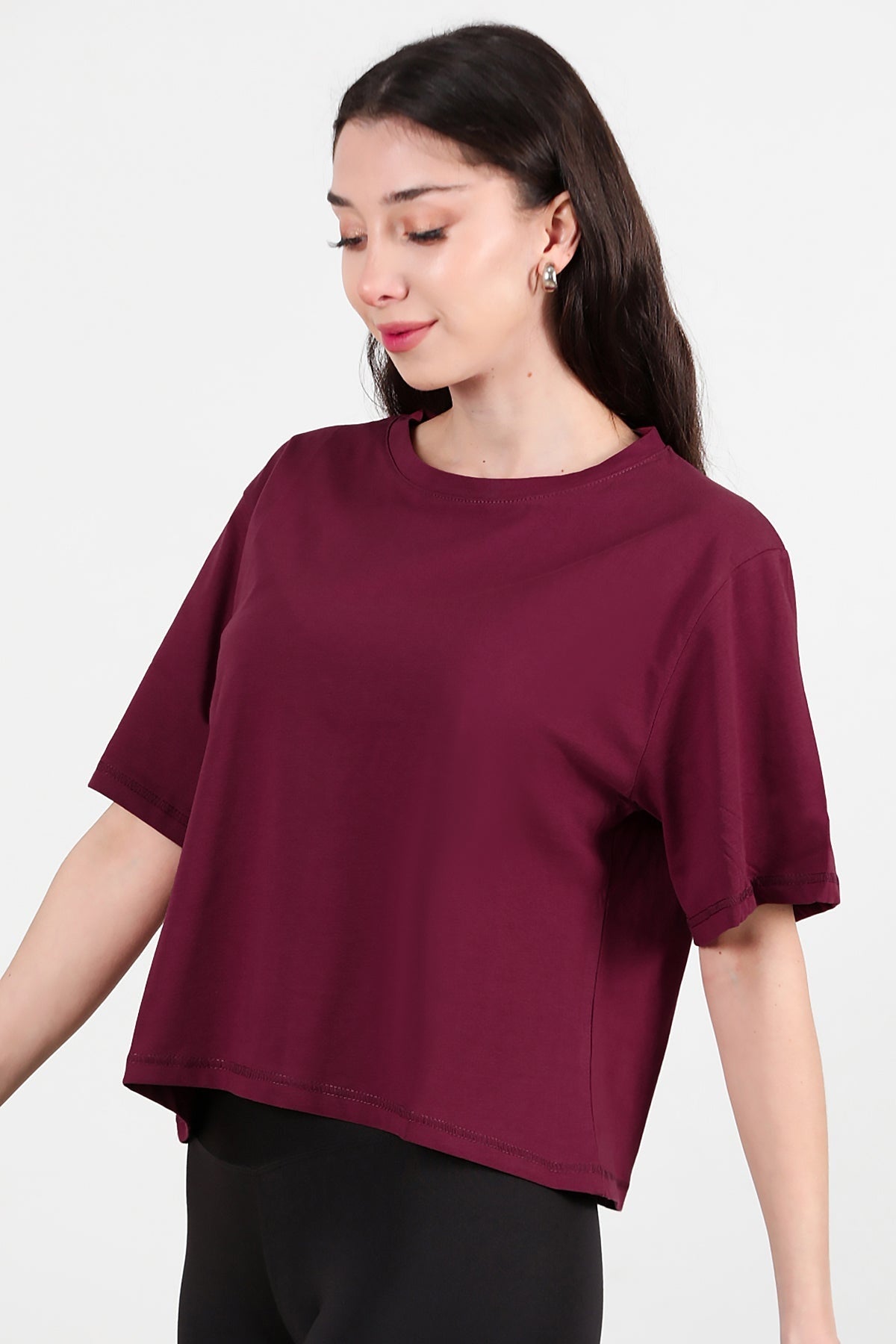 T - Shirt Met Ronde Hals — Bordeaux