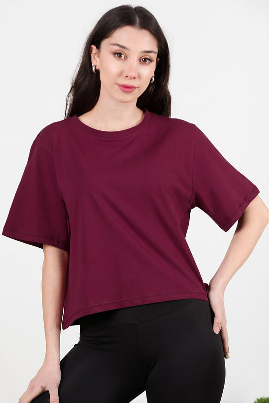 T - Shirt Met Ronde Hals — Bordeaux