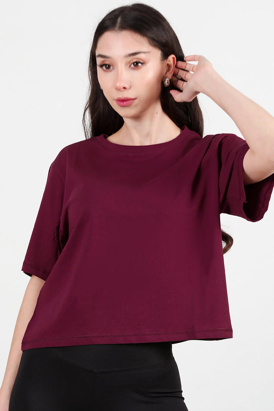 T - Shirt Met Ronde Hals — Bordeaux