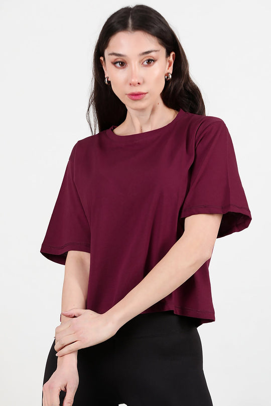 T - Shirt Met Ronde Hals — Bordeaux