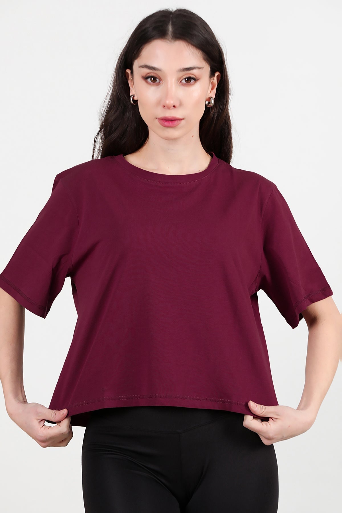 T - Shirt Met Ronde Hals — Bordeaux