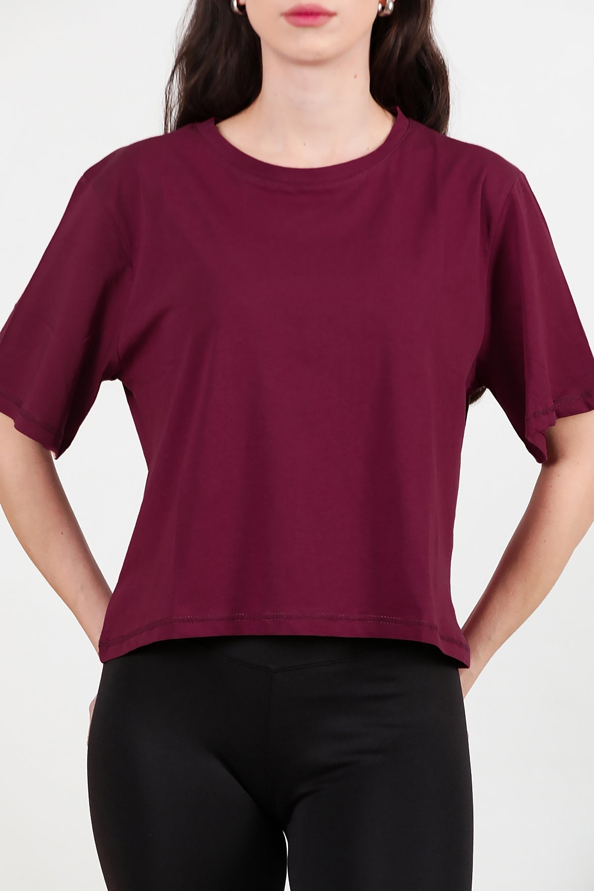 T - Shirt Met Ronde Hals — Bordeaux