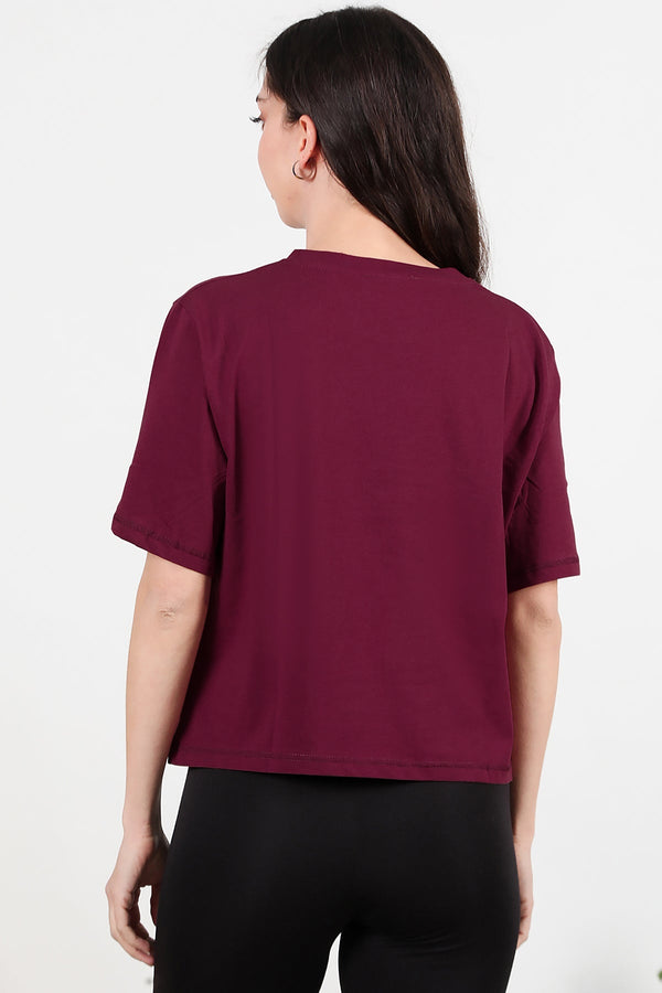 T - Shirt Met Ronde Hals — Bordeaux