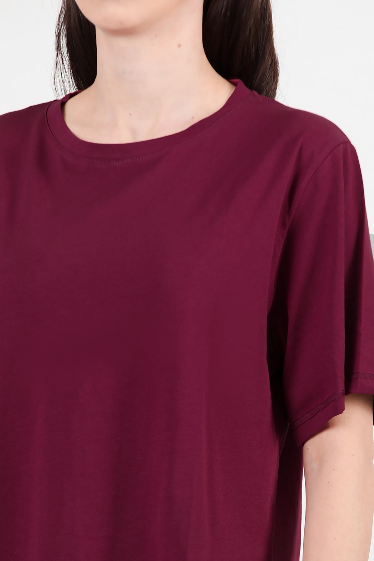 T - Shirt Met Ronde Hals — Bordeaux