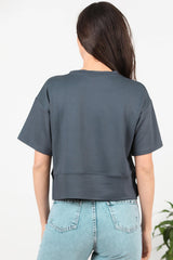 T - Shirt À Col Rond Avec Fentes Latérales — Anthracite