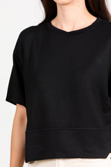 T - Shirt Col Rond Avec Fente Latérale — Noir