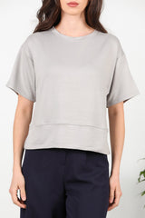 T - Shirt À Col Rond Avec Fentes Latérales — Gris