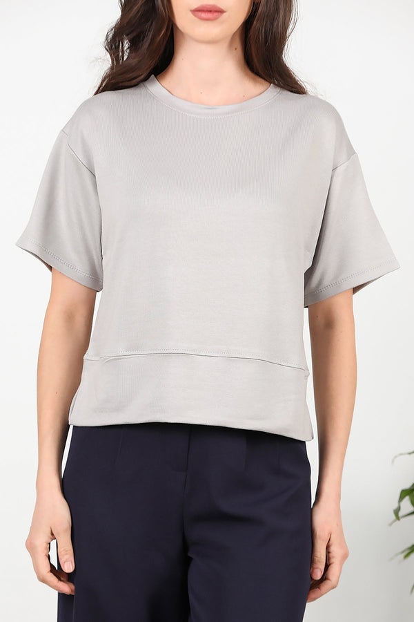 Crew - Neck T - Shirt With Side Slits — Grey