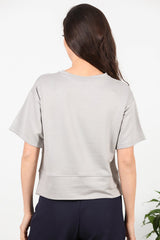 T - Shirt À Col Rond Avec Fentes Latérales — Gris