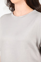 T - Shirt À Col Rond Avec Fentes Latérales — Gris
