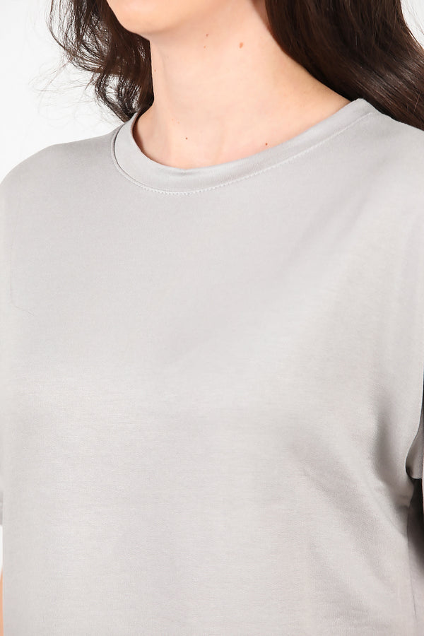 Crew - Neck T - Shirt With Side Slits — Grey