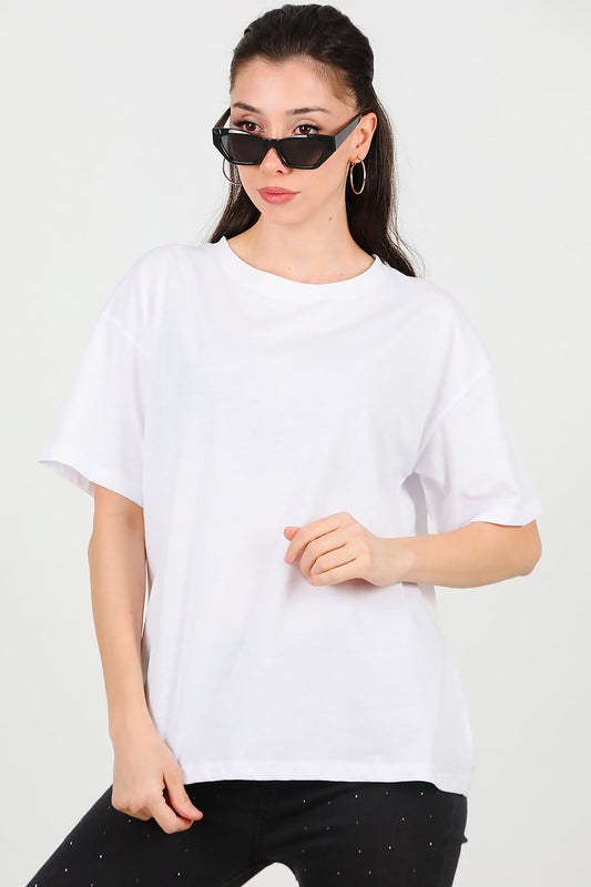 Kadın Owersize T-Shirt  Ekru