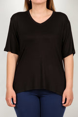 Blouse Grande Taille À Manches Courtes - Noir
