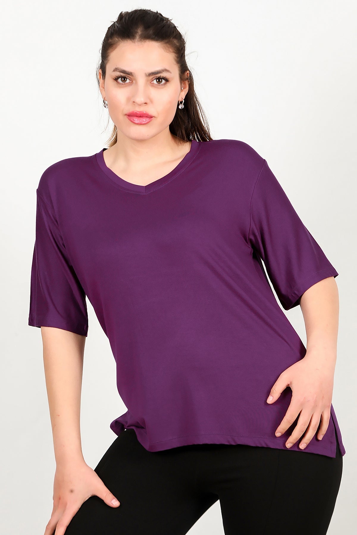 Blouse In Grote Maten - Paars