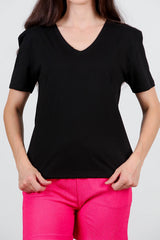 T - Shirt Met V - Hals – Zwart