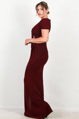 Robe De Soirée Longue Grande Taille, Taille Ornée — Bordeaux