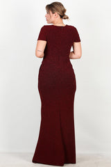 Robe De Soirée Longue Grande Taille, Taille Ornée — Bordeaux