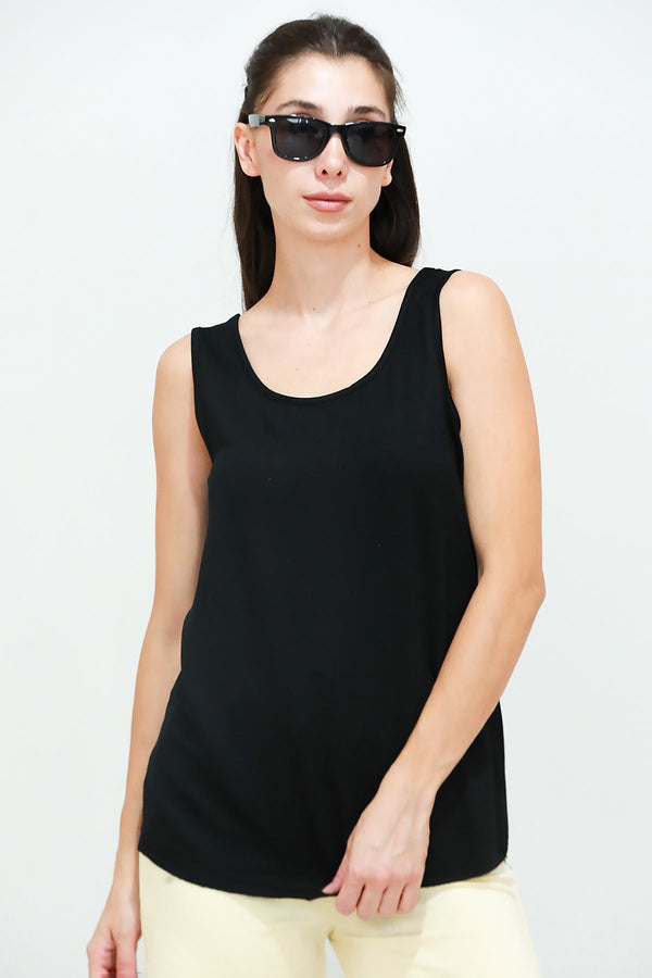 T - Shirt Met Brede Bandjes – Zwart