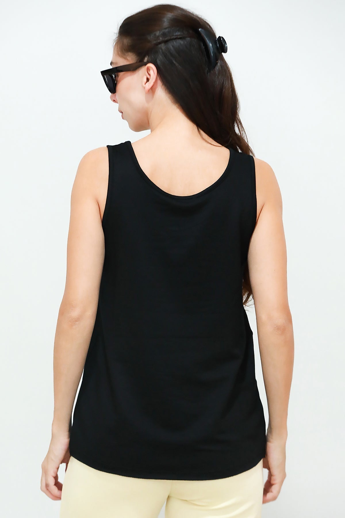 T - Shirt Met Brede Bandjes – Zwart