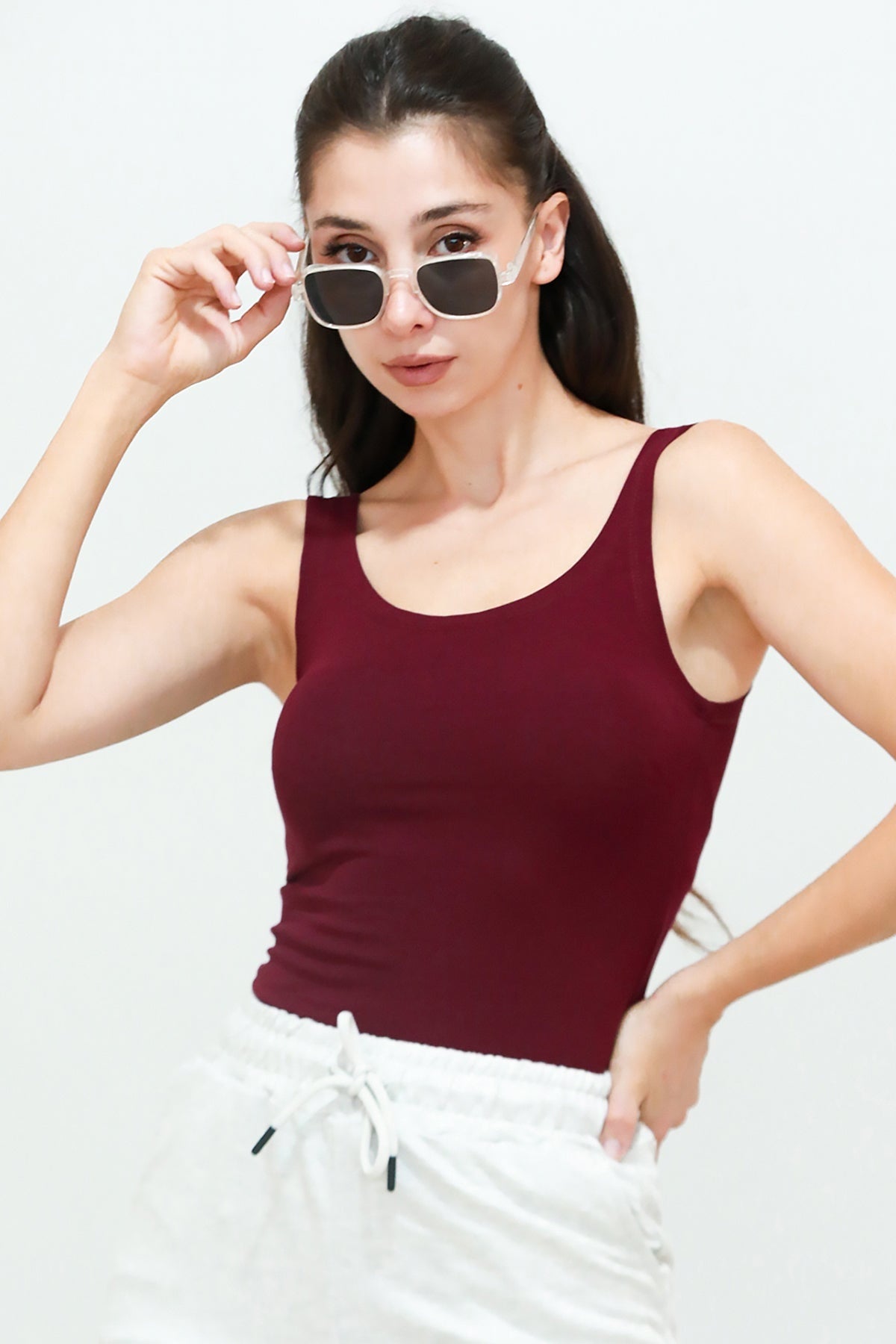 Thick - Strap Bodysuit - Burgundy
