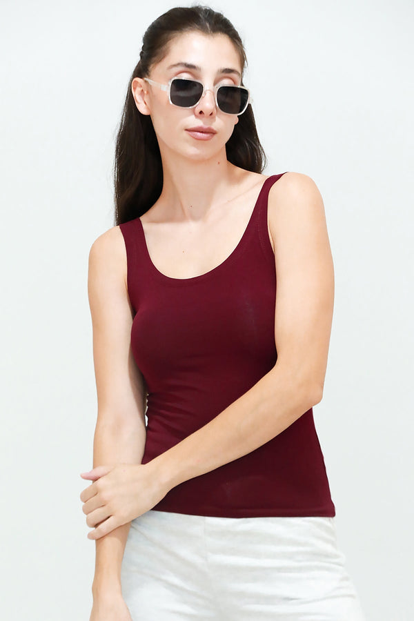 Thick - Strap Bodysuit - Burgundy
