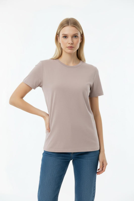 T - Shirt Met Ronde Hals – Taupe