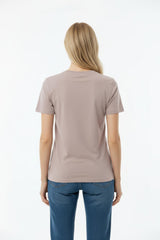 T - Shirt Met Ronde Hals – Taupe