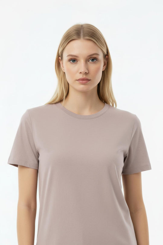 T - Shirt Met Ronde Hals – Taupe