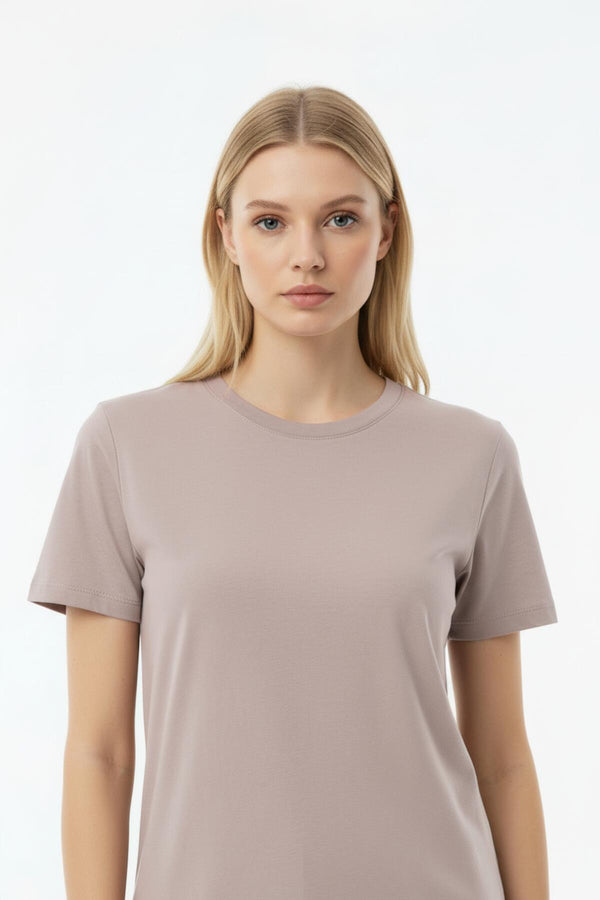 T - Shirt Met Ronde Hals – Taupe
