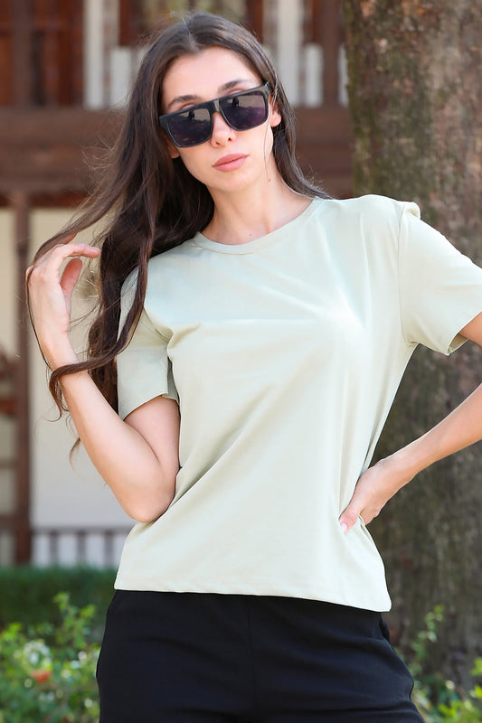 Kadın Bisiklet Yaka Tshirt  Haki