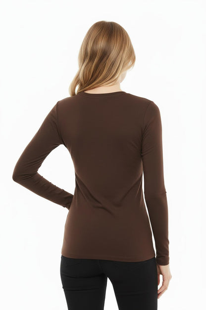 Crew - Neck Blouse — Brown