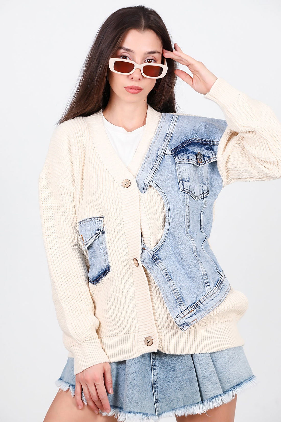 Cardigan Avec Gilet En Denim