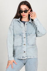 Veste En Jean Snow - Wash Ornée De Pierres – Bleu