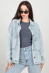 Veste En Jean Snow - Wash Ornée De Pierres – Bleu