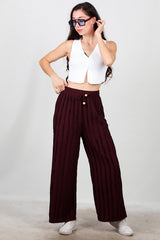 Pantalon Large Côtelé — Bordeaux