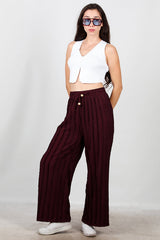 Pantalon Large Côtelé — Bordeaux