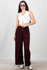 Pantalon Large Côtelé — Bordeaux