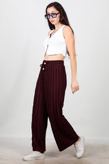 Pantalon Large Côtelé — Bordeaux