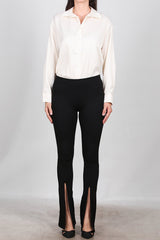 Legging Femme À Jambe Évasée Avec Fente Latérale — Noir