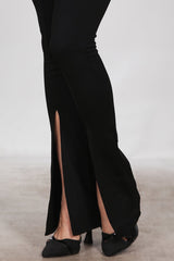 Legging Femme À Jambe Évasée Avec Fente Latérale — Noir