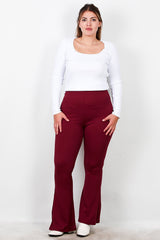 Legging Côtelé Évasé Grande Taille — Bordeaux