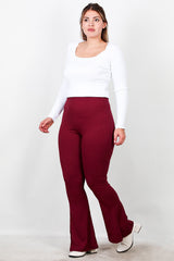 Legging Côtelé Évasé Grande Taille — Bordeaux