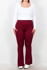 Legging Côtelé Évasé Grande Taille — Bordeaux